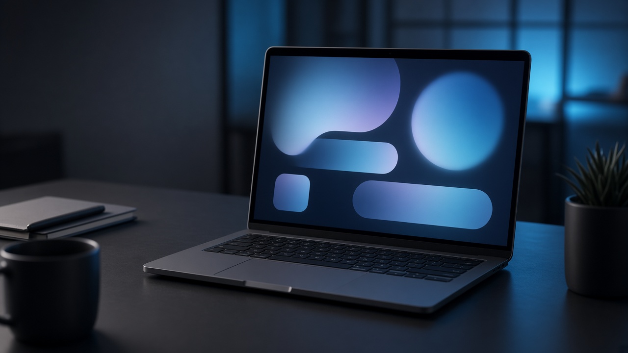 Laptop showing website design in progress
